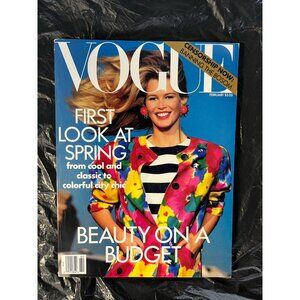 Vogue February 1991 Magazine Supermodel Claudia Schiffer First Look Spring